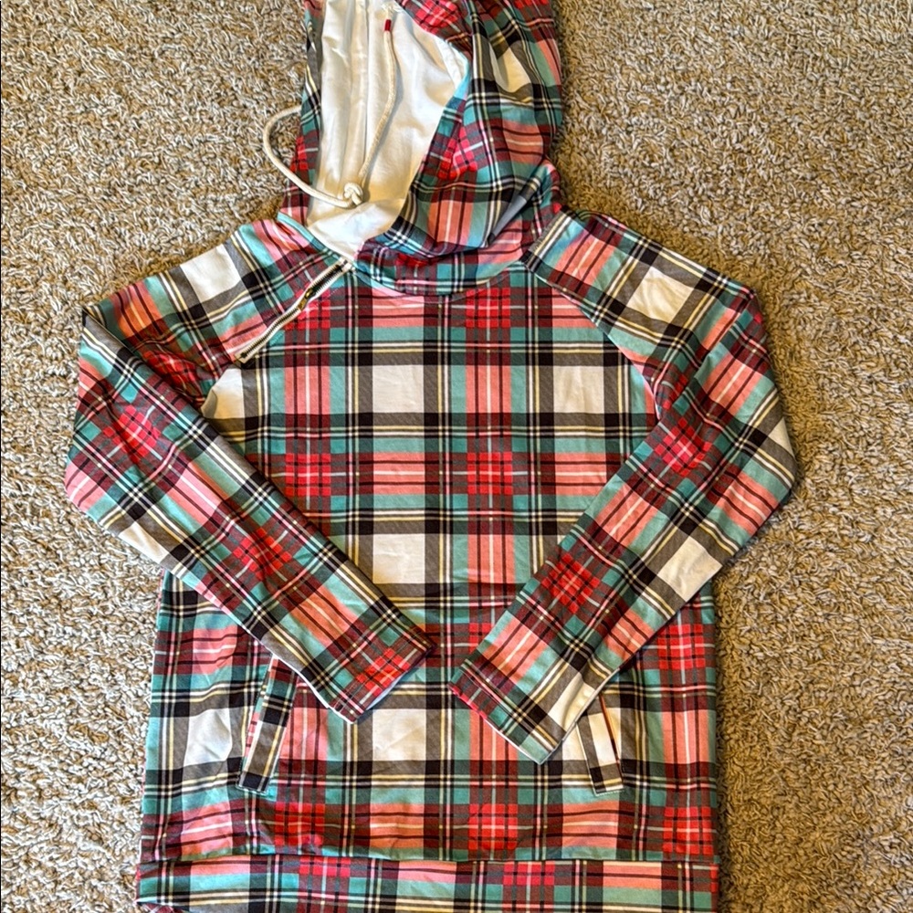 Plaid Kids Hoodie - Red, Green, White
